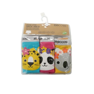 Boxeri din bumbac organic, pentru fete, Zoocchini Flower Power, 4-5 ani - set 3 buc - Img 2