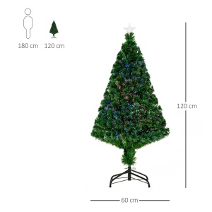Brad artificial de Craciun, cu suport si fibra optica, PVC, verde, 60 x 120 cm, Resigilat, Grad A - Img 3