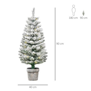 Brad artificial de Craciun Re-Bloom, LED, PVC/metal, alb/verde, 40 x 90 cm, Resigilat, Grad A - Img 3