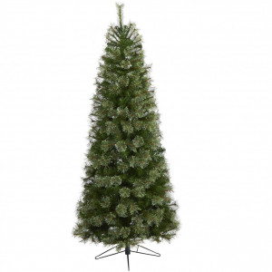 Brad artificial de Craciun Shimmery, LED, PVC/metal, verde/negru, 132 x 213 cm