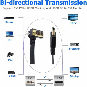 Cablu adaptor DVI-D la HDMI XMSJSIY, cupru/PVC/ABS, negru, 30 cm - Img 3