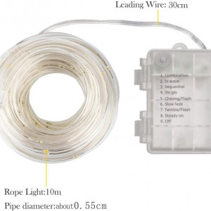 Cablu cu 100 de LED-uri si telecomanda JOLALIA, plastic, alb cald, 10 m 