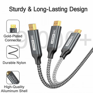 Cablu HDMI 8.60 de 2K Pipika, plat, negru/gri, nailon, 1 m - Img 4