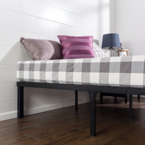 Cadru de pat din lemn, negru, 200 x 180 cm - Img 5