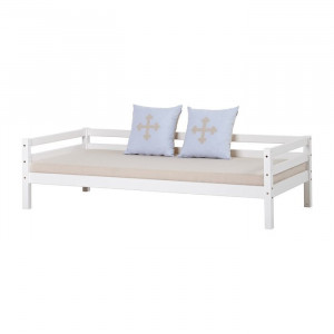 Cadru de pat, lemn masiv, alb, 56 x 98 x 208 cm - Img 2