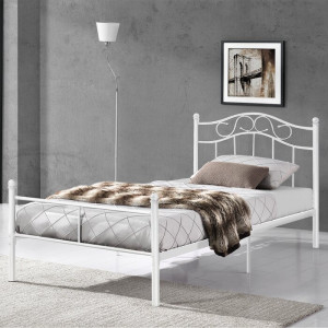Cadru de pat, metal, alb, 84,5 x 126 x 209 cm - Img 4