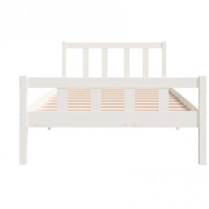 Cadru de pat Plourde, lemn masiv de pin, alb, 90 x 200 cm