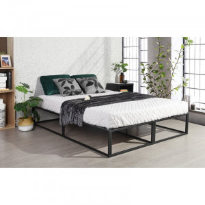 Cadru pat Denice din metal, negru, 150cm L x 200cm L x 30cm H - Img 4