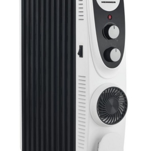 Calorifer cu ulei Heinner HOH-MVT11WH-BK, 11 elementi, Putere 2300W, Ventilator turbo, 3 setari de temperatura, Termostat ajustabil, Protectie supraincalzire, Alb/Negru