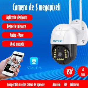 Camera de Supraveghere Video REVOSE™ 5MP 2560x1920, Aplicatie Dedicata, Intelligent Tracking, PTZ, WIFI, Lan, AP hotspot, Micro SD, Rotire, Alarma miscare, Interior si Exterior - Img 2