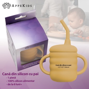 Cana din silicon cu pai, AppeKids - Honey - Img 2