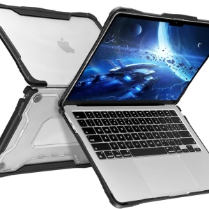 Carcasa de protectie pentru MacBook Air M2 A2681 2022 Blueswan, TPU/PC, negru/transparent, 13,6 inchi