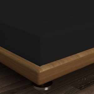 Cearsaf de pat cu elastic, bumbac 100%, 140x190+30 cm, negru - Verificat A · Re-Bloom - Img 3
