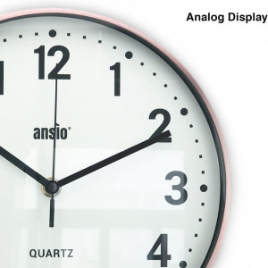 Ceas de perete ANSIO, rotund, analogic, roz/alb, plastic, 25,4 cm - Img 6