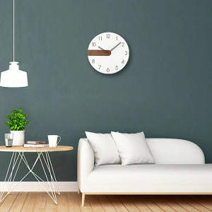 Ceas de perete Fleta, lemn/acril, alb/maro, 29 x 29 cm - Img 3