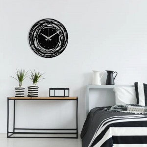 Ceas de perete Sartain, metal, negru, 48 x 48 x 1,2 cm