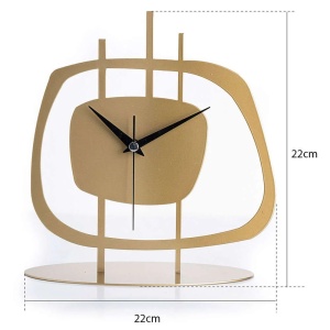 Ceas decorativ de masa metal 100% grosime 1.5mm, 21x23 cm, diametru 21 cm, mecanism silentios, baterie AA, auriu - Verificat A · Re-Bloom - Img 3
