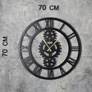 Ceas decorativ de perete din metal 100%, 70x70 cm, grosime 2mm, design modern, negru - Verificat A · Re-Bloom - Img 2