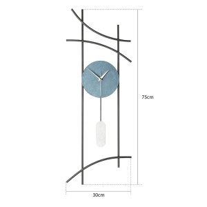 Ceas decorativ de perete Re-Bloom, metal, albastru/gri/negru, 75 x 30 cm - Img 2