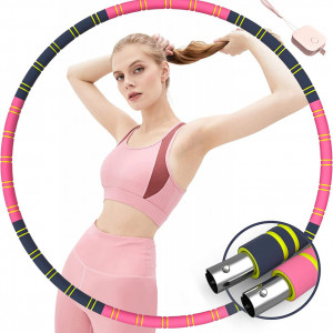 Cerc pentru fitness MpioLife, roz/negru, otel inoxidabil/bumbac, 90 cm
