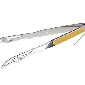 Cleste pentru gratar Cookah, otel inoxidabil/bambus, argintiu/negru, 30 cm