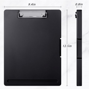 Clipboard cu spatiu de depozitare  Piasoenc, plastic, negru,  32,5 x 24 x 2,2 cm