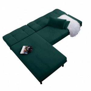 Coltar Win, cu funcție de pat/șezlong, montabil opțional pe stânga/ dreapta, textil, verde, 82 x 205 x 149 cm - Img 3