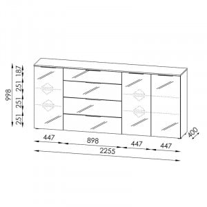 Comoda Alyzon, MDF, alb/maro, 99,8 x 225,5 x 40 cm - Img 3