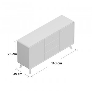 Comoda Justine, 75x140x39 cm, alb - Img 5