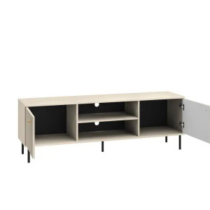 Comoda TV Adrena 06, lemn fabricat/metal, bej/negru, 160 x 40 x 53 cm