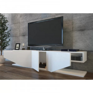 Comoda TV Agarita, lemn masiv/prelucrat, alb, 40 x 180 x 30 cm