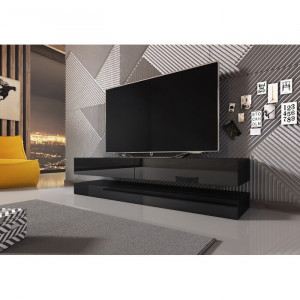 Comoda TV Ambleside, MDF, neagra, 140 x 25 x 34 cm