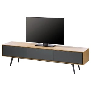 Comoda TV Danica, MDF/metal, natur/gri inchis mat, 180 x 45 x 40 cm