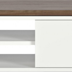 Comodă TV Lieke extensibila si reglabila cu ușă glisantă, alb, 110 x 32 x 35 cm