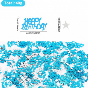 Confetti "HAPPY BIRTHDAY" Hileyu, albastru, plastic, 40 g - Img 7