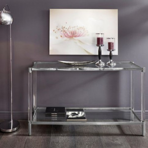 Consola Ceadda by Leonique, picioare din sticla si metal/blat din sticla, argintiu, 130 x 40 x 75 cm