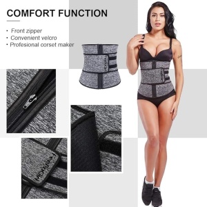 Corset modelator pentru dama FeelinGirl, neopren/nailon, gri/negru