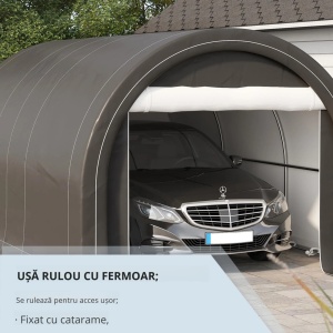 Cort garaj auto portabil 500x300x240 cm, prelata PE impermeabila, cadru otel galvanizat, usa fermoar 206x185 cm, rezistenta vant nivel 4, gri - Verificat A · Re-Bloom - Img 4