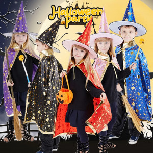Costum de Halloween Hallojojo, 3 piese, poliester, auriu/portocaliu, potrivit pentru inaltimi de la 90 la 140 cm - Img 5