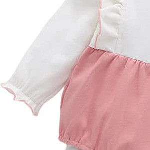 Costumas pentru bebelusi din 6 piese Cawndilla, bumbac, alb/roz, XL, 9-12 luni - Img 4