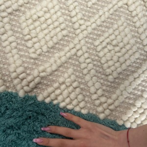 Covor My Home, bej/ turcoaz, lana/ bumbac/ poliester, 200 x 300 cm