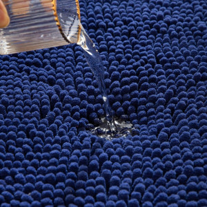 Covoras de baie Miulee, microfibra, albastru inchis, 60 x 90 cm