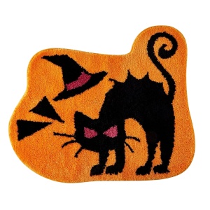 Covoras pentru baie Waslary, microfibra, portocaliu/negru/roz, 80 x 69 cm