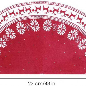 Covoras pentru bradul de Craciun Ruiqas, textil, alb/rosu, 122 cm - Img 2