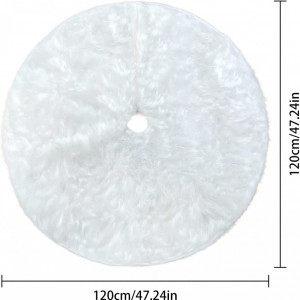 Covoras pentru bradul de Craciun YXHZVON, alb, blana sintetica, 120 cm - Img 3