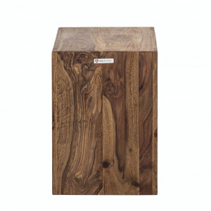 Cub Yoga din lemn masiv de sheesham, maro, 45 x 45 x 32 cm - Img 3