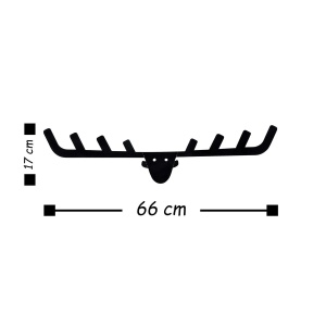 Cuier de perete Re-Bloom, model cerb, metal, negru, 66 x 17 cm - Img 2