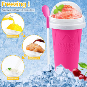 Cupa reutilizabila pentru inghetata Atuoxing, plastic, roz, 300 ml, 21 x 10 cm - Img 6