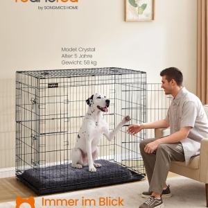 Cusca pliabila pentru caini Feandrea otel/plastic, negru, 122 x 74 x 114 cm, Resigilat, Grad A - Img 4