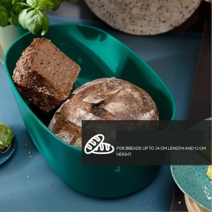 Cutie paine din polipropilena cu capac din bambus, tocator, DOLCE MARE, 38.1x25.4x15.2 cm, dreptunghiulara, Verde